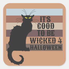 Pegatina Cuadrada ES BUENO ESTAR MALEADO gato divertido de Halloween