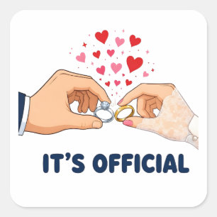 Pegatina Cuadrada Es Compromiso Oficial de Boda