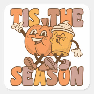 Pegatina Cuadrada Es el café de calabaza Groovy de temporada con cos