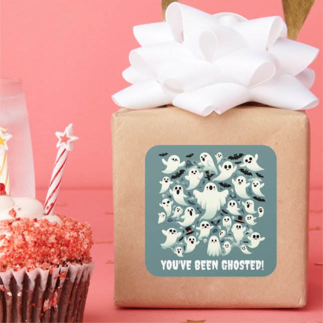 Pegatina Cuadrada Es gracioso que te hayan engañado con fantasmas en (Fiesta)