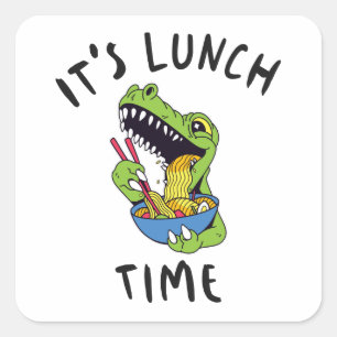 Pegatina Cuadrada Es hora de comer