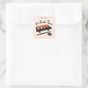 Pegatina Cuadrada Es hora de sushi, sushi