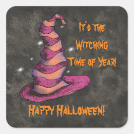 Pegatina Cuadrada Es la época de la bruja del año Halloween