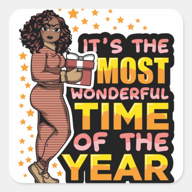 Pegatina Cuadrada Es la época más maravillosa del año Navidades (Anverso)