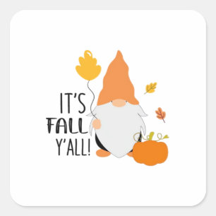 Pegatina Cuadrada Es la Gnome del otoño del Ilustracion Gra