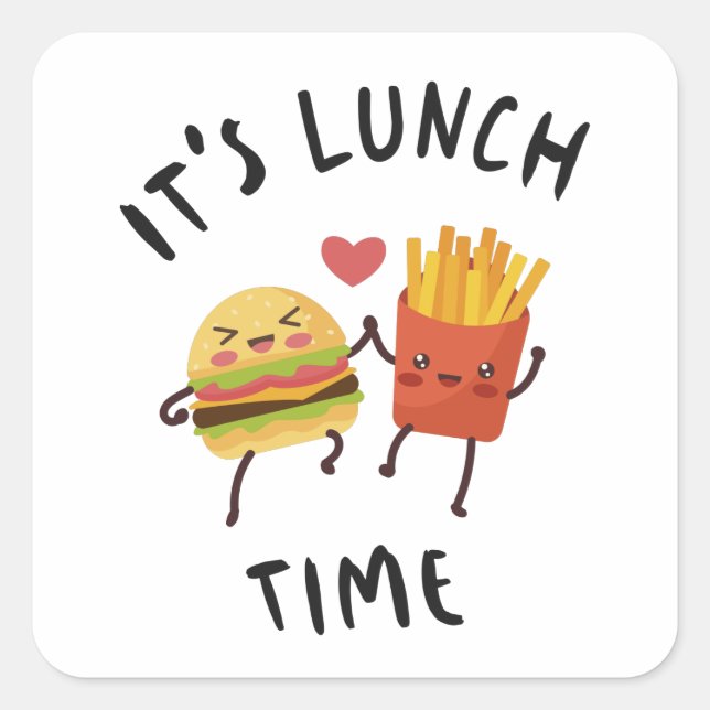 Pegatina Cuadrada Es la hora del almuerzo (Anverso)