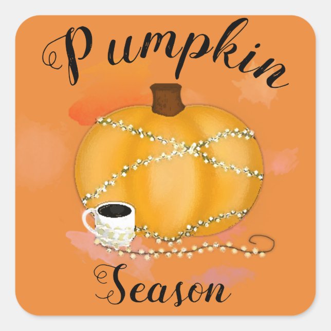 Pegatina Cuadrada ¡Es la temporada de calabazas! (Anverso)