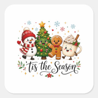 Pegatina Cuadrada Es la temporada de Navidad