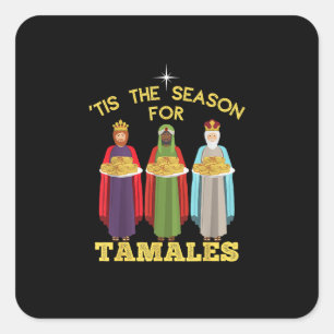 Pegatina Cuadrada Es la temporada de tamales divertida Navidad mexic