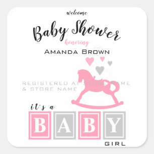 Pegatina Cuadrada Es un Baby Shower Chica