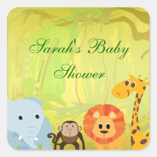 Pegatina Cuadrada Es un Baby Shower de la jungla
