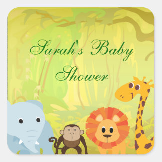 Pegatina Cuadrada Es un Baby Shower de la jungla