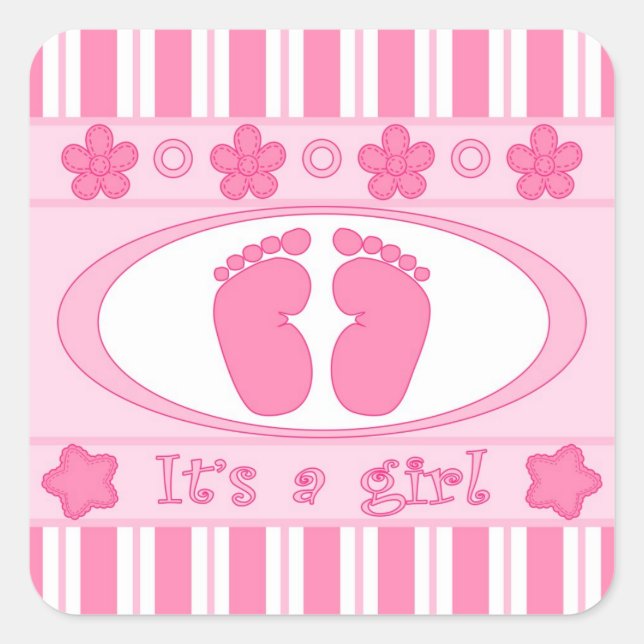 Pegatina Cuadrada Es un chica (Anverso)