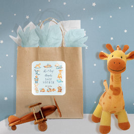 Pegatina Cuadrada Es un niño madero | Baby Shower de juguetes rellen