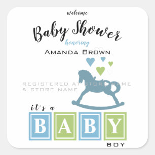 Pegatina Cuadrada Es una Baby Shower de Boy
