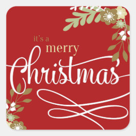 Pegatina Cuadrada Es una Feliz Navidad