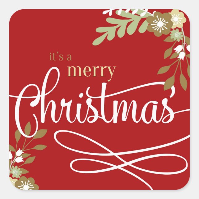 Pegatina Cuadrada Es una Feliz Navidad (Anverso)