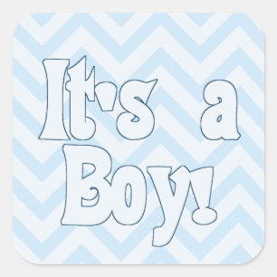 Pegatina Cuadrada Es una Invitación de Boy Blue Zigzag