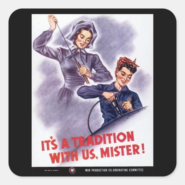 Pegatina Cuadrada ¡Es una tradición con nosotros, señor! (Anverso)