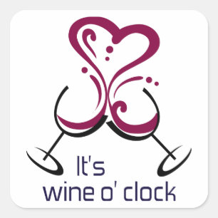Pegatina Cuadrada Es Wine O Clock