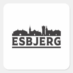 Pegatina Cuadrada Esbjerg Dinamarca City Skyline Cityscape Travel Gi