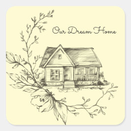 Pegatina Cuadrada Esbozo de cuadras de algodón