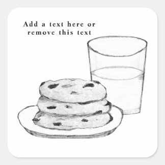 Pegatina Cuadrada Esbozo de leche y cookies