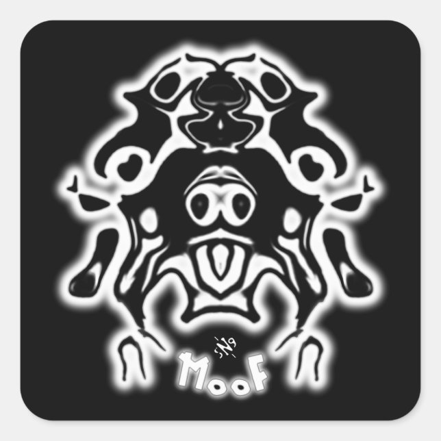 Pegatina Cuadrada Esbozo de perro de vaca v4 (Anverso)