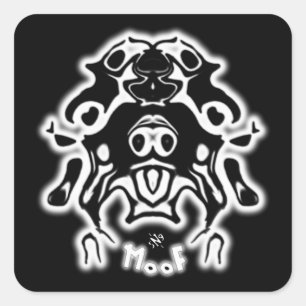 Pegatina Cuadrada Esbozo de perro de vaca v4