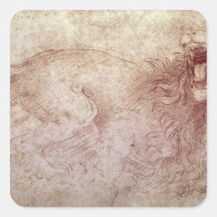 Pegatina Cuadrada Esbozo de un rugido león