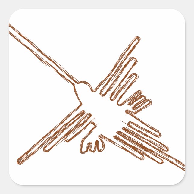 Pegatina Cuadrada Esbozo del colibrí de líneas de Nasca (Anverso)
