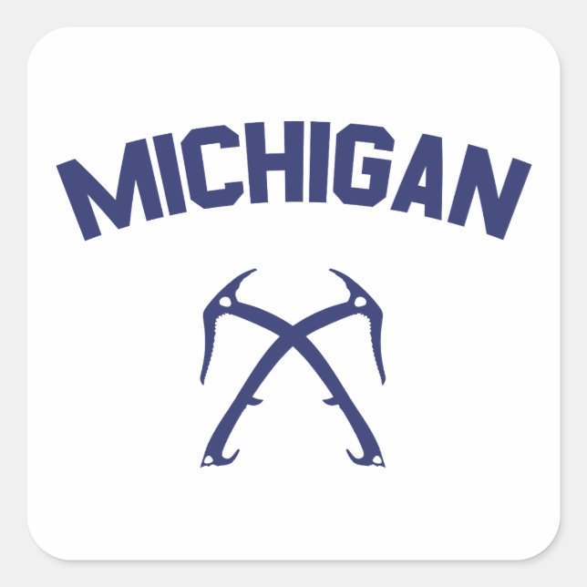 Pegatina Cuadrada Escalada de hielo de Michigan (Anverso)