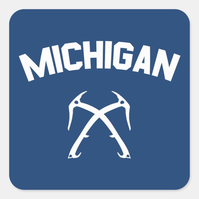 Pegatina Cuadrada Escalada de hielo de Michigan (Anverso)