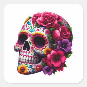 PEGATINA CUADRADA ESCALADA DE MIEDO CON FLORES VIVOS