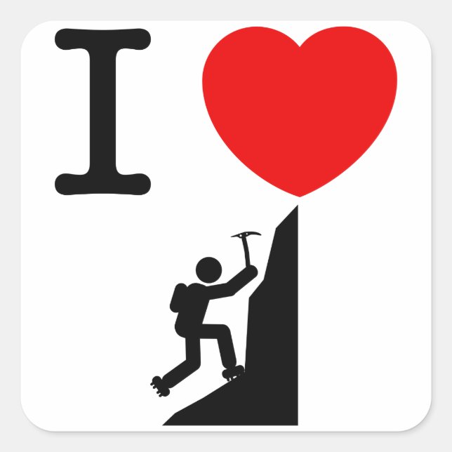 Pegatina Cuadrada Escalada de montaña (Anverso)