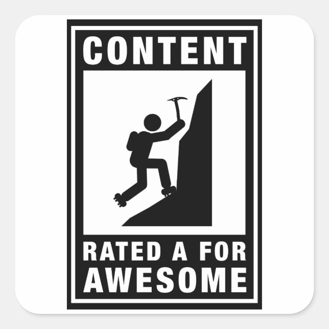 Pegatina Cuadrada Escalada de montaña (Anverso)