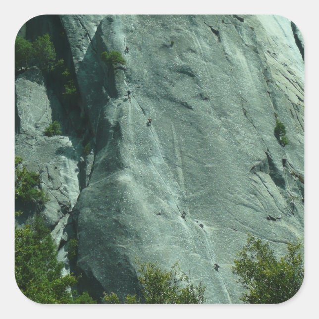 Pegatina Cuadrada Escaladores en El Capitan (Anverso)