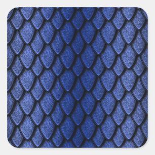 Pegatina Cuadrada Escalas azules del dragón