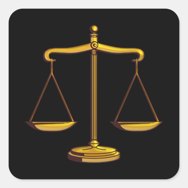 Pegatina Cuadrada Escalas de justicia (Anverso)