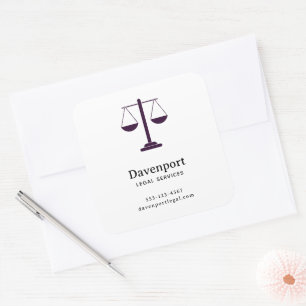 Pegatina Cuadrada Escalas de Justicia Servicios Legales Símbolo Empr