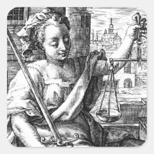 Pegatina Cuadrada Escalas de la justicia