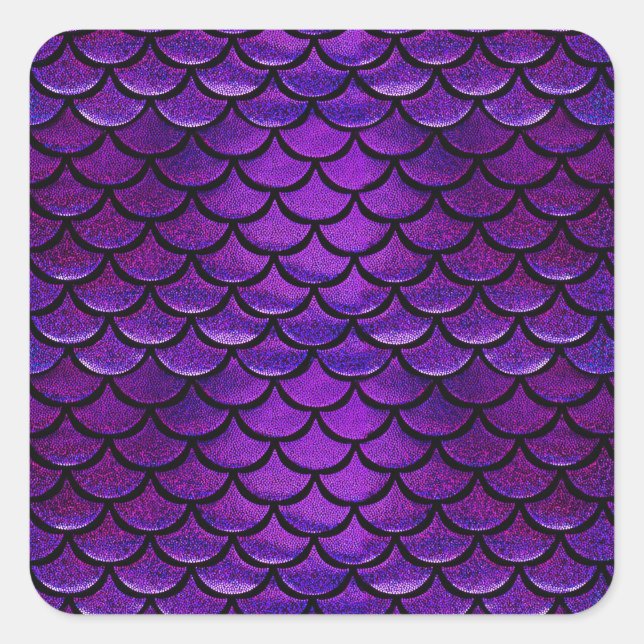 Pegatina Cuadrada Escalas de sirenas moradas y azules (Anverso)