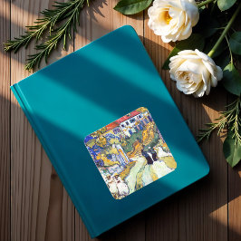 Pegatina Cuadrada Escalera de Auvers por Vincent Van Gogh