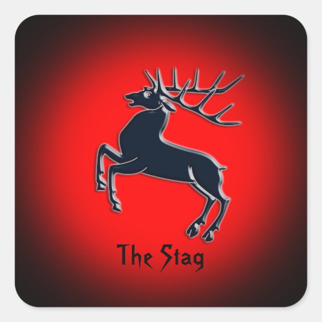 Pegatina Cuadrada Escalera de Rución Negra sobre efecto de foco rojo (Anverso)