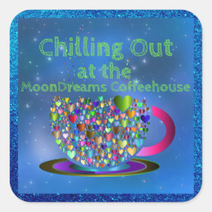 Pegatina Cuadrada Escalofrío en la cafetería MoonDreams