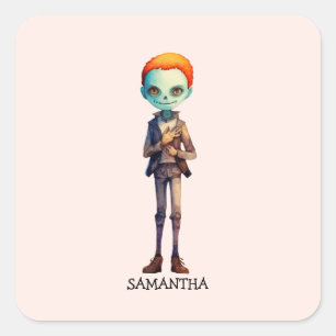 Pegatina Cuadrada Escandaloso pero lindo niño zombi - Adorable Macab