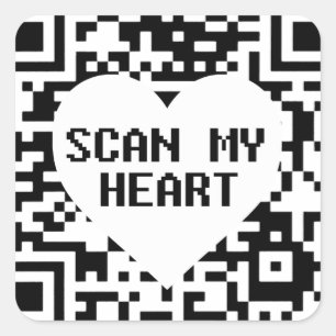 Pegatina Cuadrada Escanea mi corazón