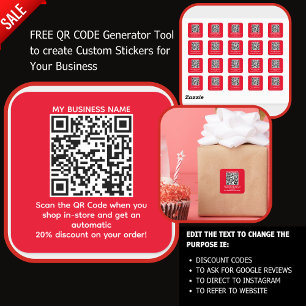 Pegatina Cuadrada Escanear código QR para un PERSONALIZADO de descue