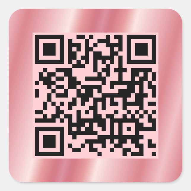 Pegatina Cuadrada Escanear mi código QR Elegante Rosa cliente de oro (Anverso)