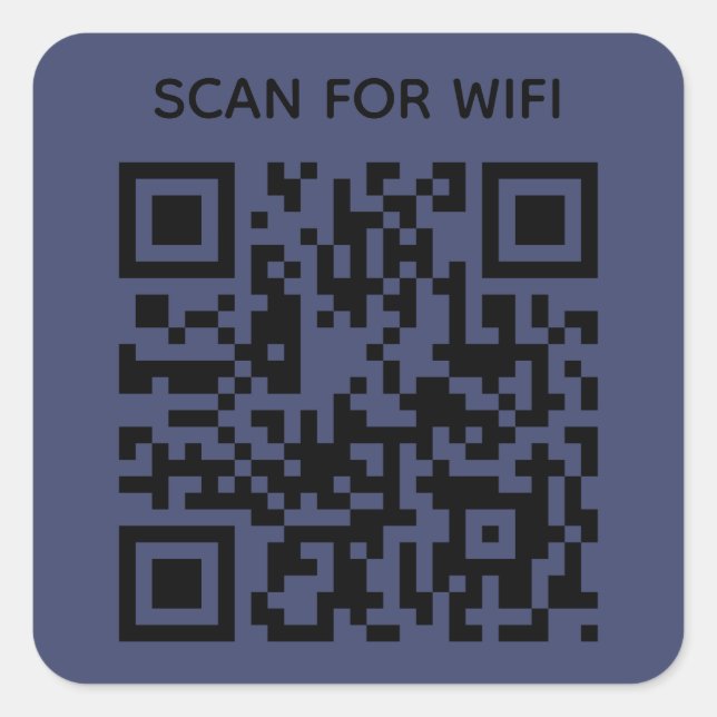 Pegatina Cuadrada Escanear para conectar el código QR Wifi Azul mari (Anverso)